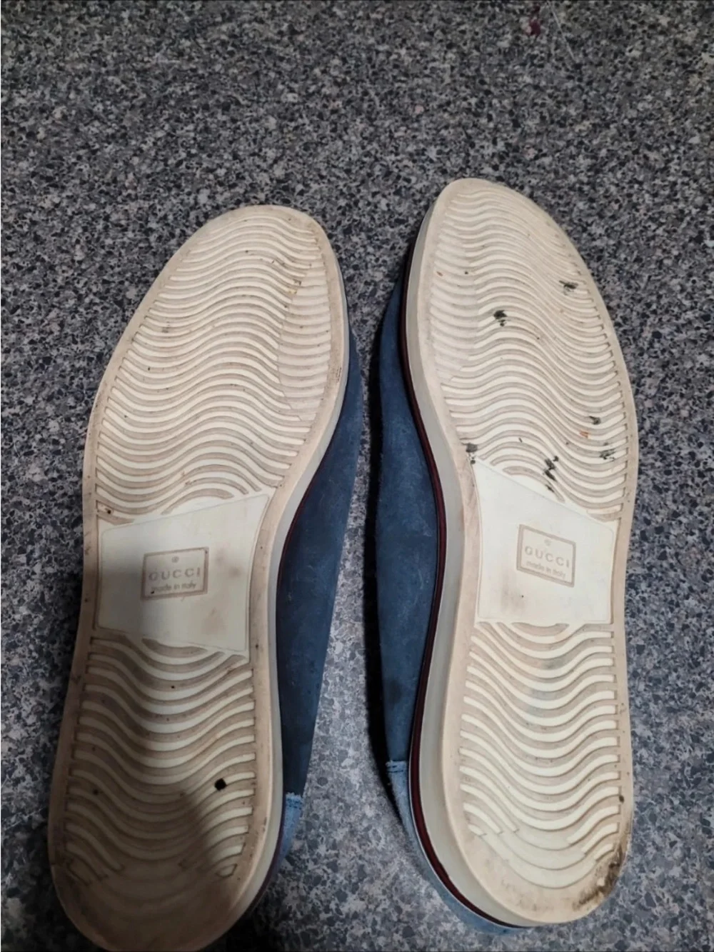 Gucci Two-Tone Blue Suede Slip-On Loafers